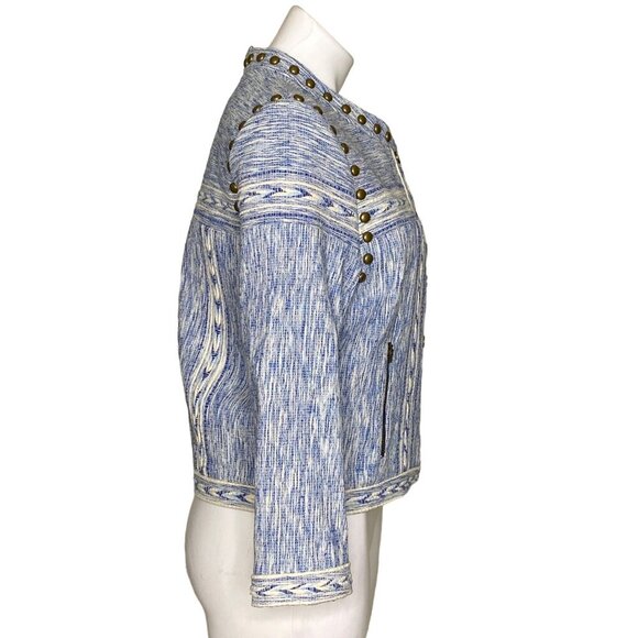 Rebecca Minkoff NWT $328 Blue Denim Studded Enabel Jacket, Women's Size 10 - Picture 5 of 13